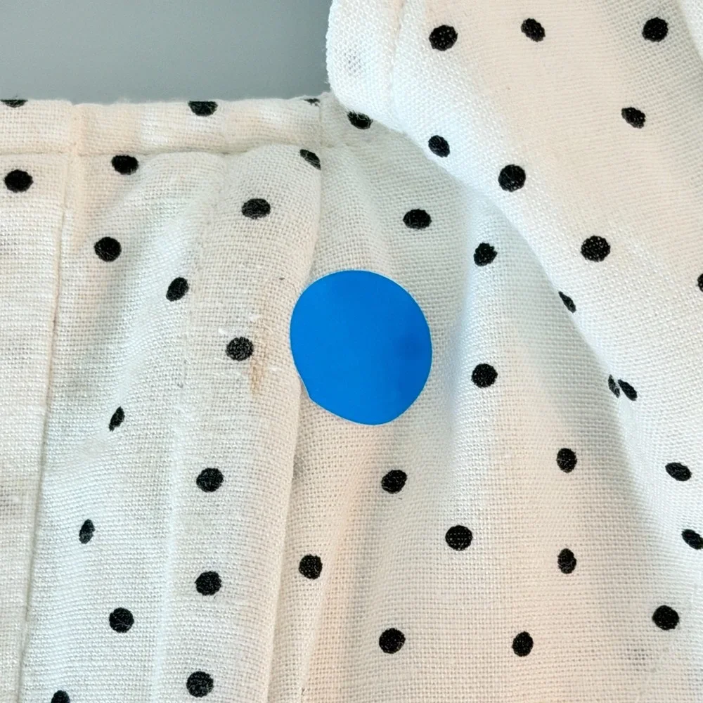 Midnight Sky Polka Dot Crop Top Womens Small Puff Sleeve Linen Coquette Milkmaid - Picture 7 of 7